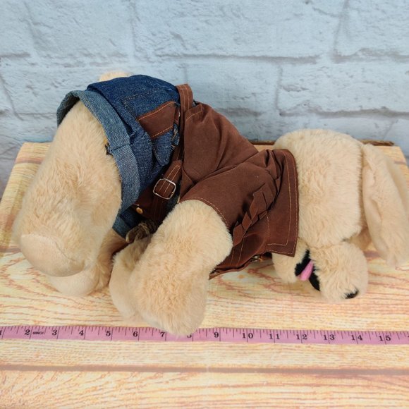 The Bear Labrador Lab Golden Retriever Dog Western Clothing Plush Stuffed Toy - Picture 5 of 12
